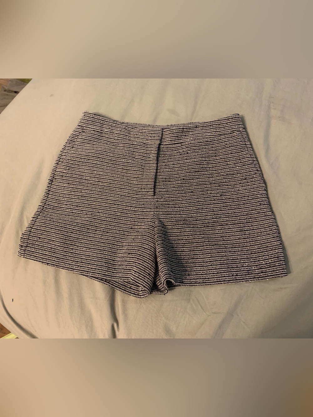 Ann Taylor Striped High-Waist Knit Shorts - Black & White
